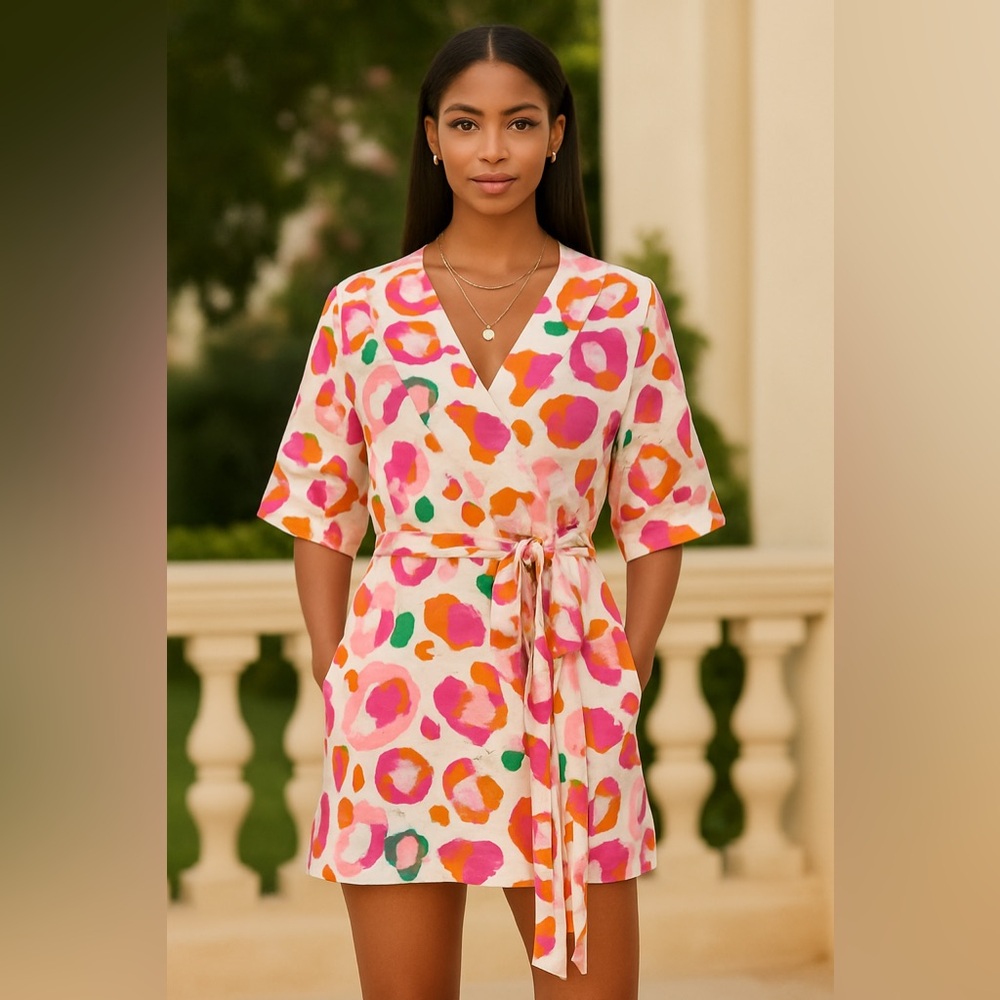 Emily McCarthy Tory Tunic – Vibrant Abstract Floral, Size L